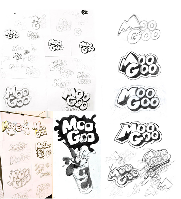 斯洛伐克MOOCOO 牛奶飲料品牌命名、標(biāo)志設(shè)計-手繪稿設(shè)計
