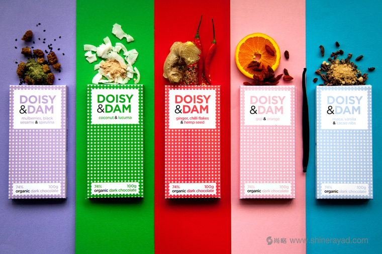 上海包裝設計公司設計欣賞：Doisy & Dam有機巧克力幾何圖形包裝設計2