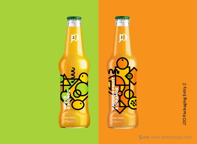 J2O 幾何抽象圖形果汁飲料包裝設計-上海飲料包裝設計公司設計欣賞1