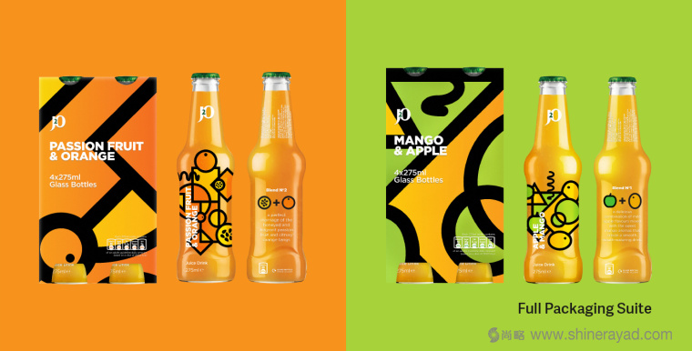 J2O 幾何抽象圖形果汁飲料包裝設計-上海飲料包裝設計公司設計欣賞3