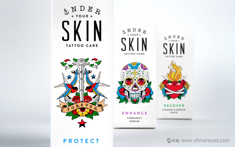 Skin 臉譜骷髏花朵護膚品化妝品包裝設計-上海包裝設計公司設計欣賞3
