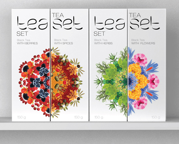 上海茶葉包裝設計公司設計欣賞：萬花筒風格TEASET有機 花茶水果茶包裝設計1