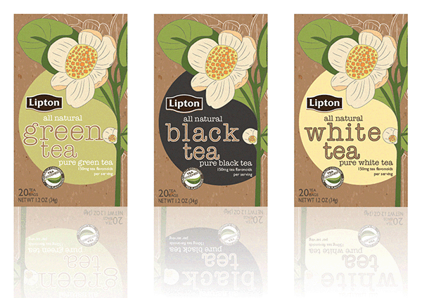 Lipton 立頓白茶黑茶綠茶牛皮紙包裝設計1