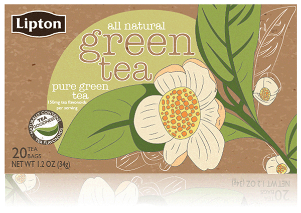 Lipton 立頓袋裝茶牛皮紙包裝設計-綠茶包裝設計