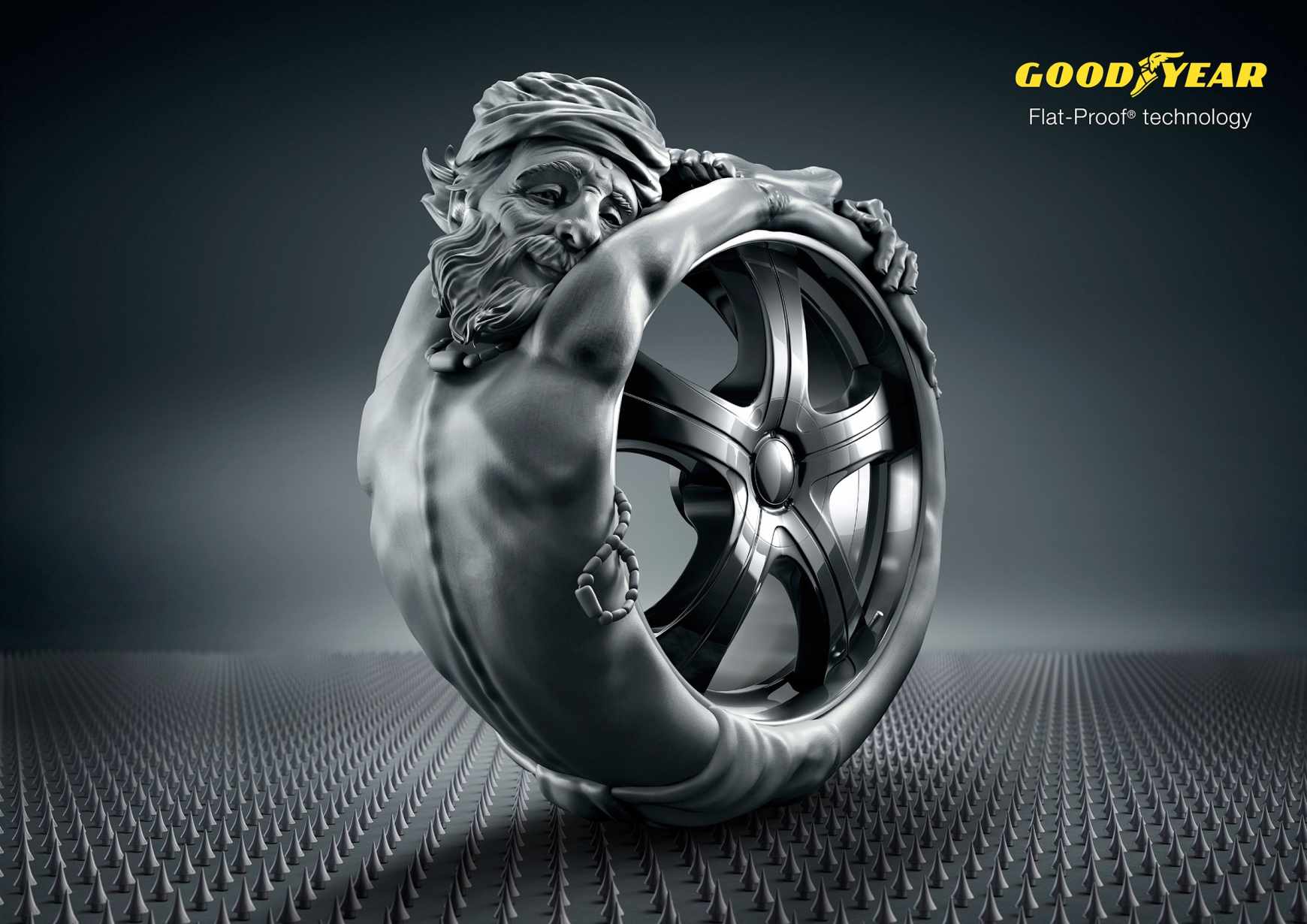 Goodyear 固特異輪胎“濕地抓地力”平面廣告創意設計2