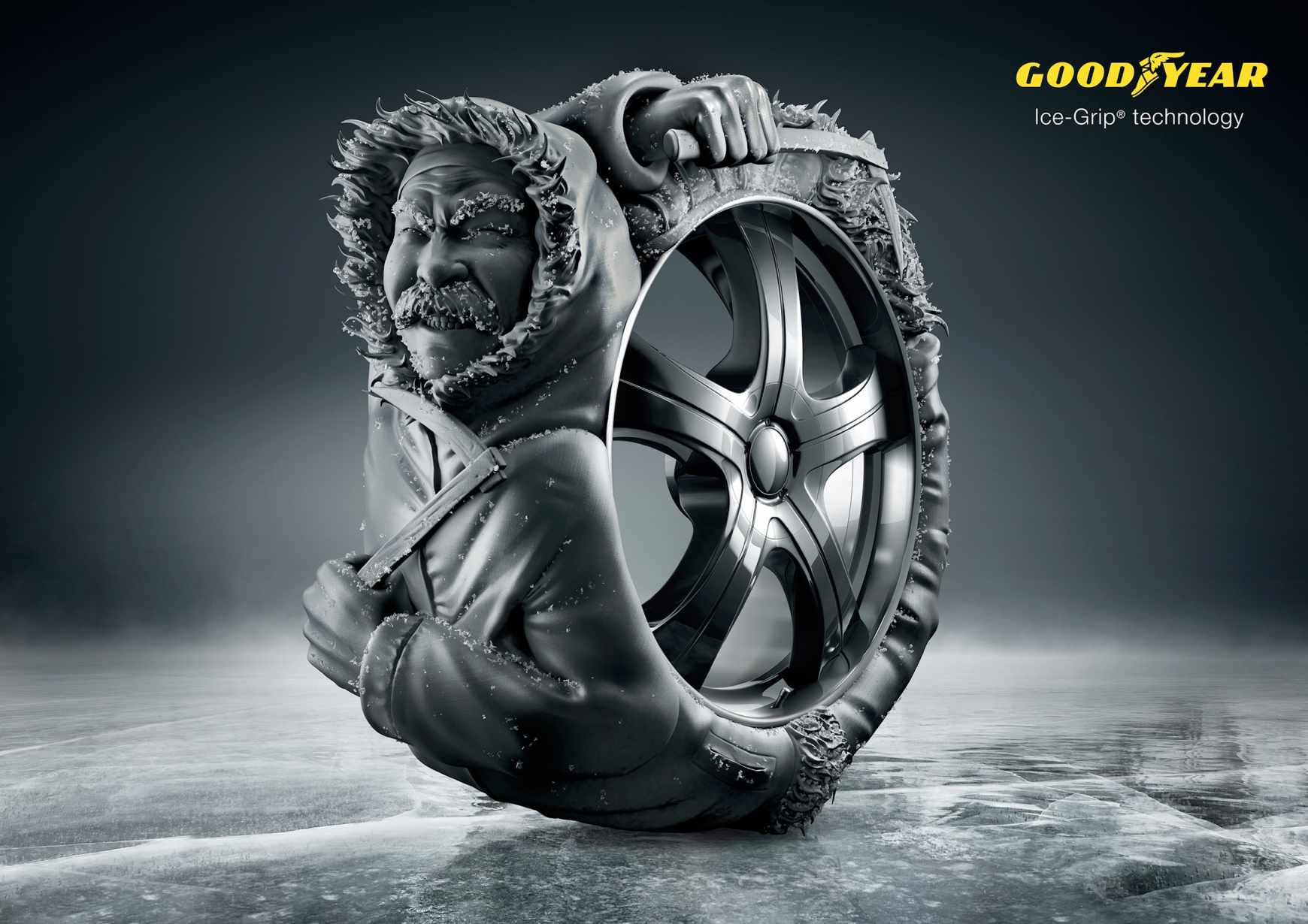 Goodyear 固特異輪胎“濕地抓地力”平面廣告創意設計3
