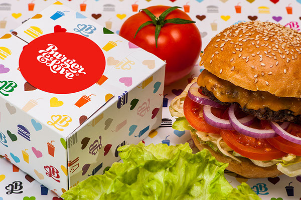 Burger&Love 漢堡快餐餐廳品牌形象設計24-漢堡薯條包裝設計5
