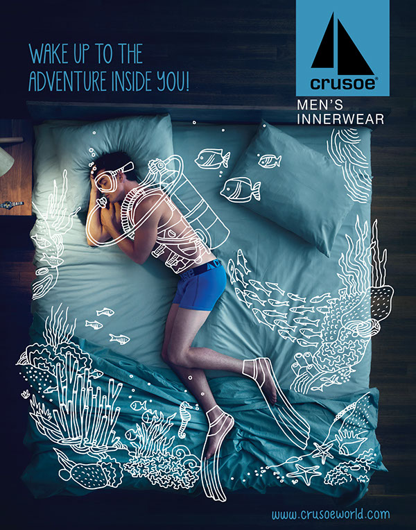 Crusoe 男性運動內衣線條創意平面廣告設計-潛水運動-上海廣告設計公司廣告佳作3