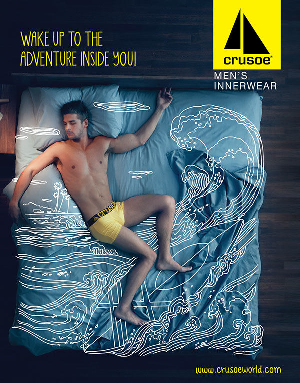 Crusoe 男性運動內衣線條創意平面廣告設計-沖浪運動-上海廣告設計公司廣告佳作5