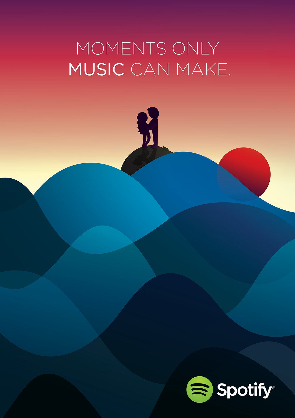 Spotify音樂網站平臺手繪矢量插畫廣告海報設計-上海廣告設計公司佳作欣賞4