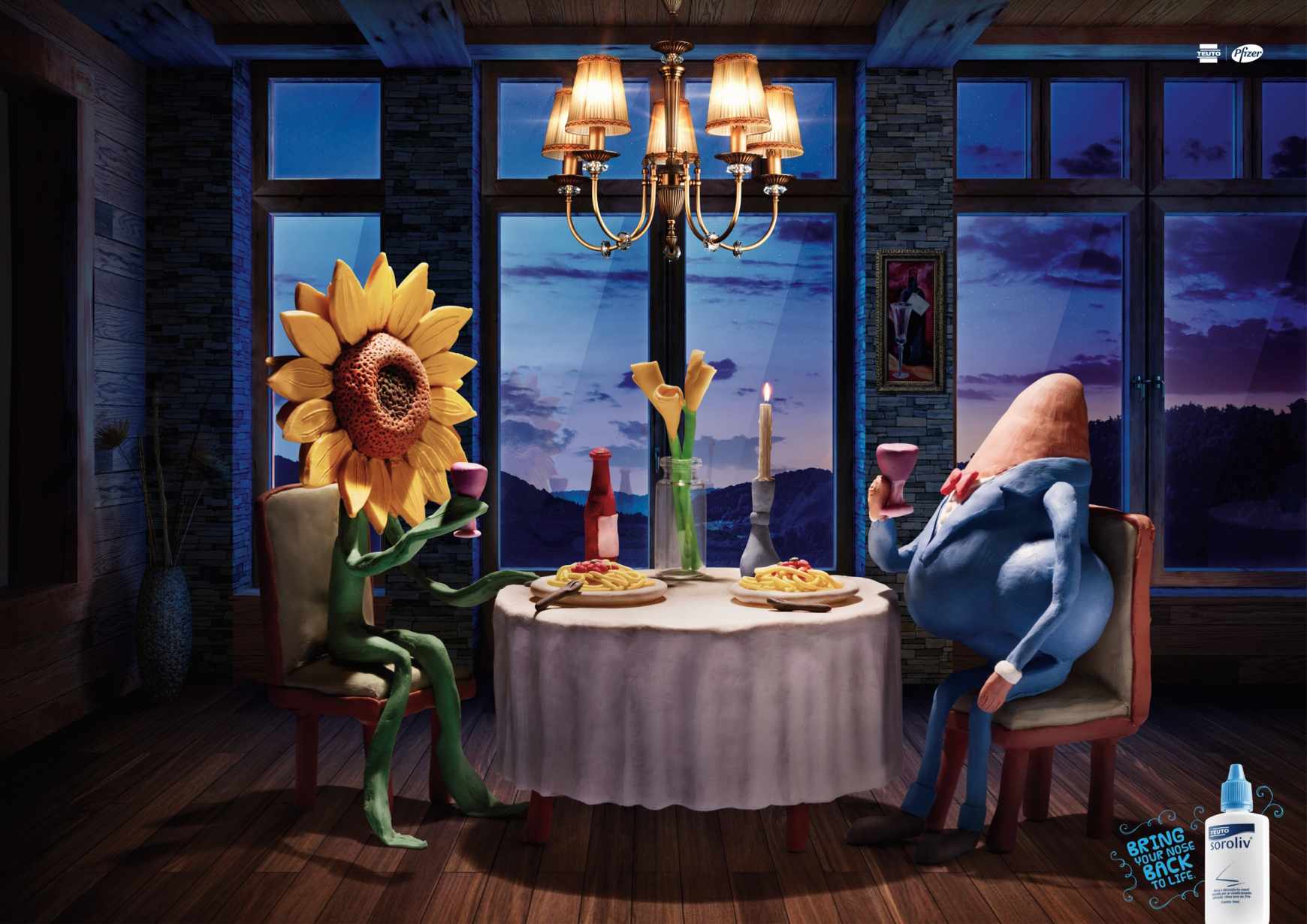 Soroliv感冒藥鼻子篇平面創意廣告設計-上海廣告設計公司分享3-晚餐篇