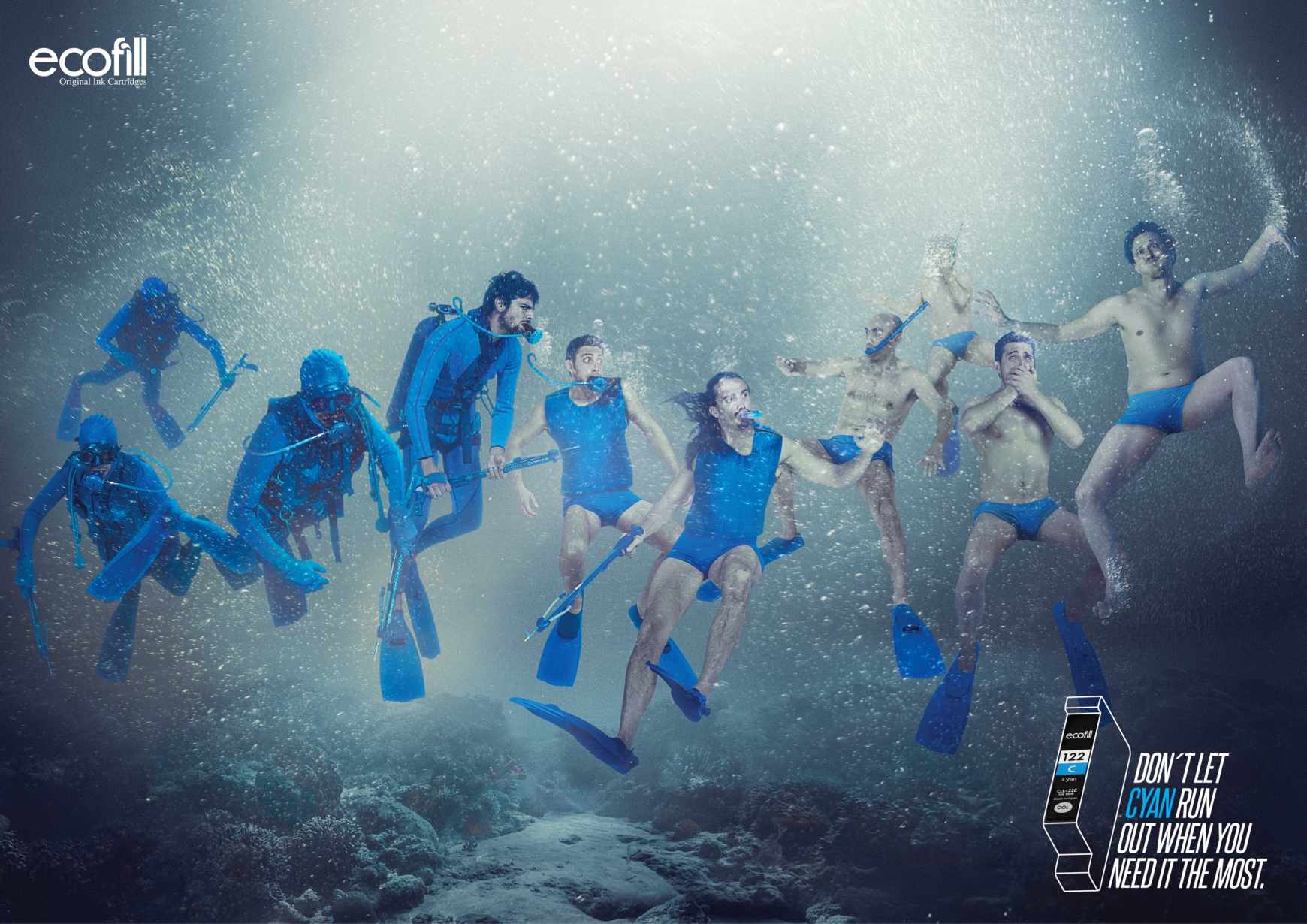 上海廣告設計公司分享:Ecofill打印機墨盒顏色篇平面廣告創意設計-藍色 上海廣告設計公司分享:Ecofill打印機墨盒顏色篇平面廣告創意設計-藍色