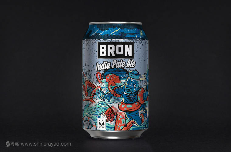 Bron 兄弟啤酒易拉潛水罐插畫包裝設計-上海包裝設計公司包裝設計欣賞3
