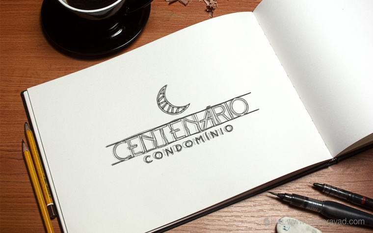 Centenário公寓地產(chǎn)月牙圖形標志設(shè)計字體設(shè)計-手繪效果5
