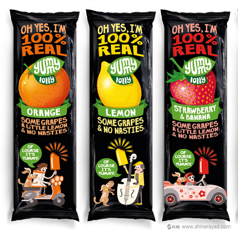 國外包裝設(shè)計(jì)欣賞:插畫風(fēng)格Yummy Lollies 冰棍果味棒棒冰外包裝設(shè)計(jì)2