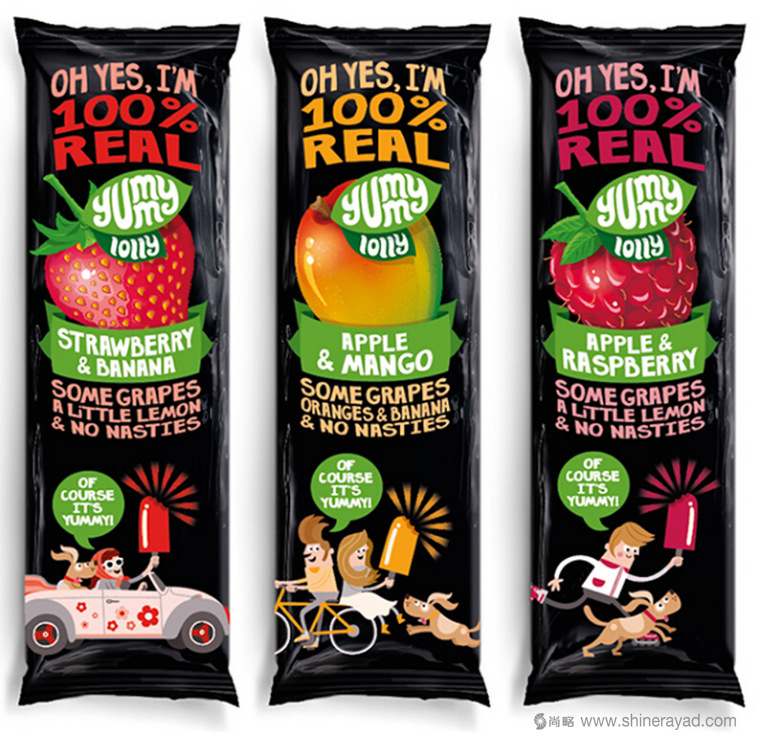 國外包裝設(shè)計(jì)欣賞:插畫風(fēng)格Yummy Lollies 冰棍果味棒棒冰外包裝設(shè)計(jì)3