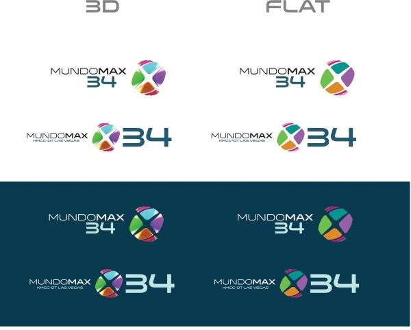 美國西班牙語電視臺MundoMax新3D立體X字母LOGO設計-立體平面LOGO對比與子頻道LOGO使用規范5