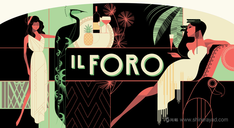 Il Foro Mural 餐廳墻面壁畫設計插畫設計-上海餐飲品牌策劃設計公司推薦1