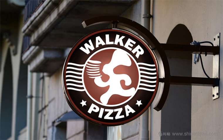 1 Walker pizza 披薩連鎖店品牌LOGO設(shè)計(jì)-門(mén)頭LOGO廣告燈箱設(shè)計(jì)