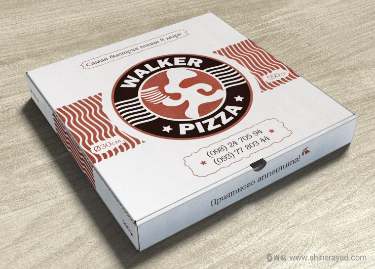 5 Walker pizza 披薩連鎖店品牌VI視覺(jué)形象設(shè)計(jì)-披薩包裝盒設(shè)計(jì)1