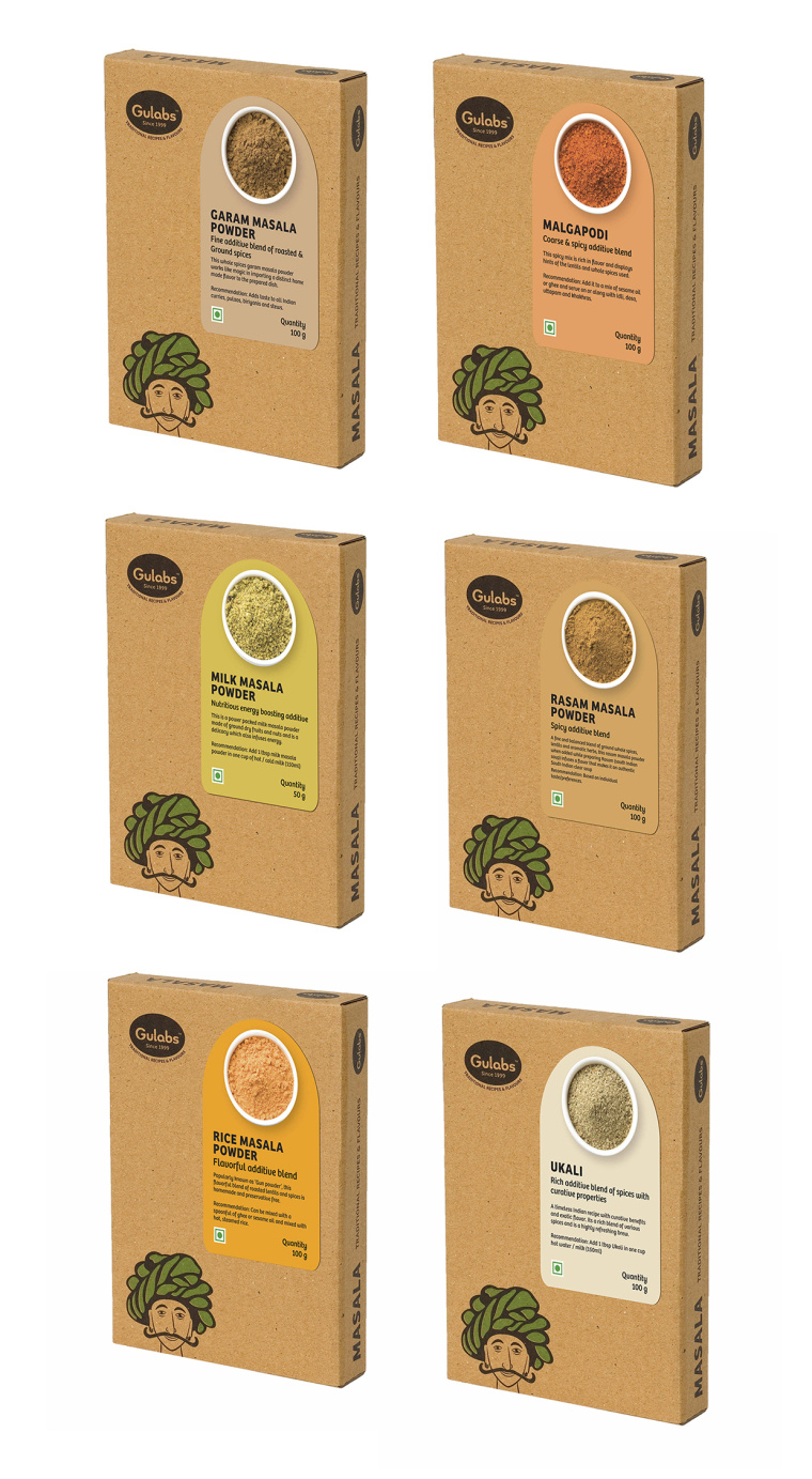 Gulabs 印度食品（零食，調味品和香料）瓦能紙簡約包裝設計-上海包裝設計公司3