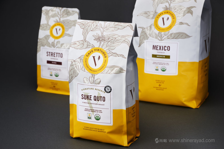 Cafe Virtuoso 咖啡大師咖啡包裝設計植物插畫設計欣賞－上海包裝設計公司