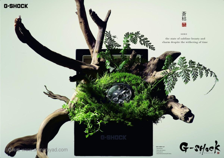 G-shock 手表“枯枝盆景篇”平面廣告創(chuàng)意設(shè)計-上海設(shè)計公司