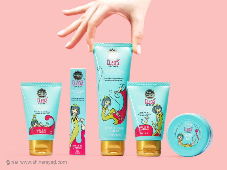 CLEO’S SECRET手腳護理化妝品系列產品包裝設計小姐與貓插畫設計-上海包裝設計公司 CLEO’S SECRET手腳護理化妝品系列產品包裝設計小姐與貓插畫設計-上海包裝設計公司