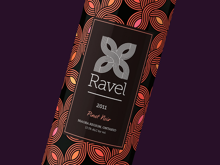 幾何線條圖形風格 RAVEL葡萄酒品牌商標設計與包裝酒標設計－上海包裝設計公司2