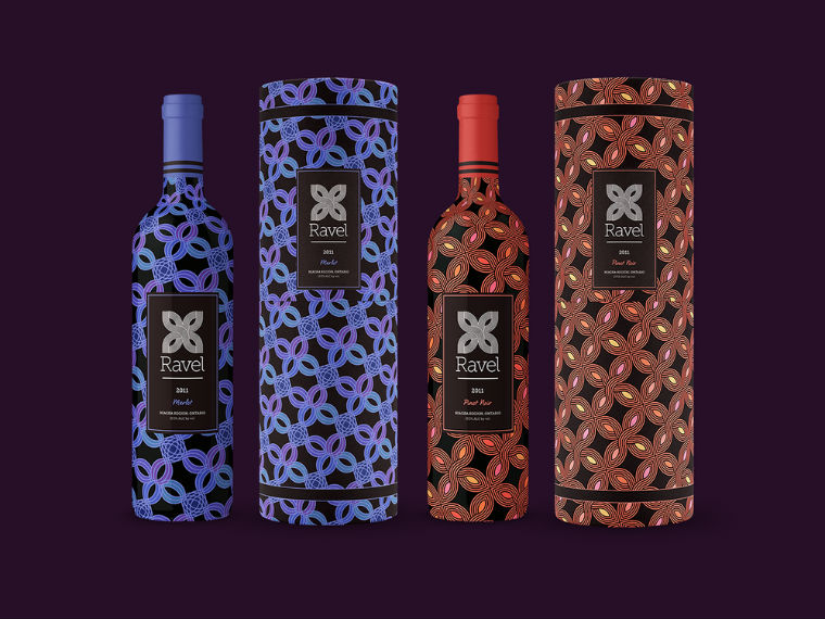 幾何線條圖形風格 RAVEL葡萄酒品牌商標設計與包裝酒標設計－上海包裝設計公司4