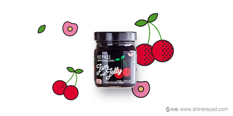 JAM AND JELLY 水果果醬包裝設計-草莓醬櫻桃醬橙子醬杏仁醬1