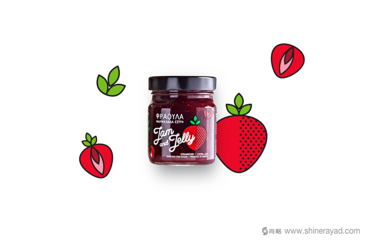 JAM AND JELLY 水果果醬包裝設計-草莓醬櫻桃醬橙子醬杏仁醬9