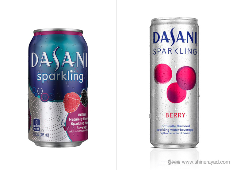 Dasani 達薩尼無糖加味水飲料新舊包裝設計對比-上海包裝設計公司4