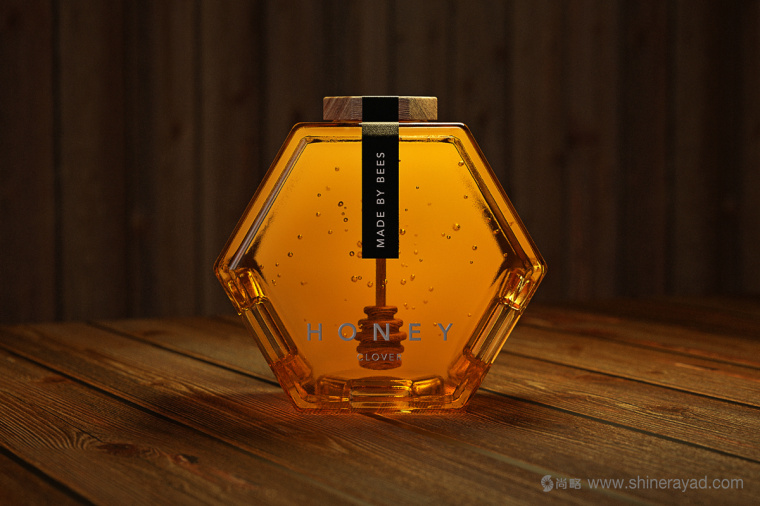 六角形造型設計Honey 蜂蜜產(chǎn)品瓶型設計包裝設計-上海食品包裝設計公司1