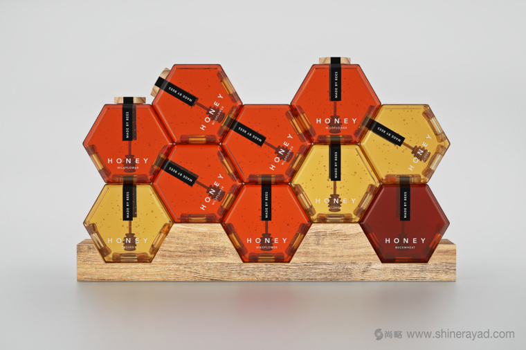 六角形造型設計Honey 蜂蜜產(chǎn)品瓶型設計包裝設計-上海包裝設計公司6