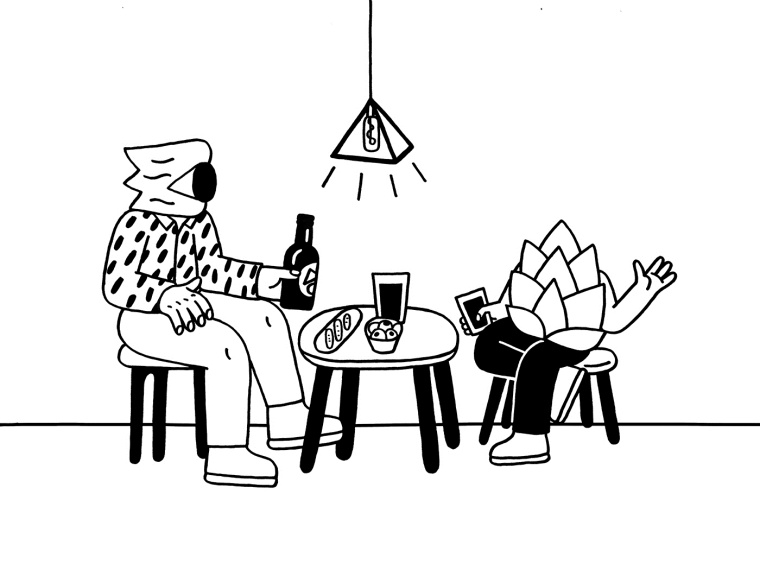 4Hops 啤酒酒吧logo設計餐廳VI形象線條插畫設計-上海logo設計公司設計收藏3
