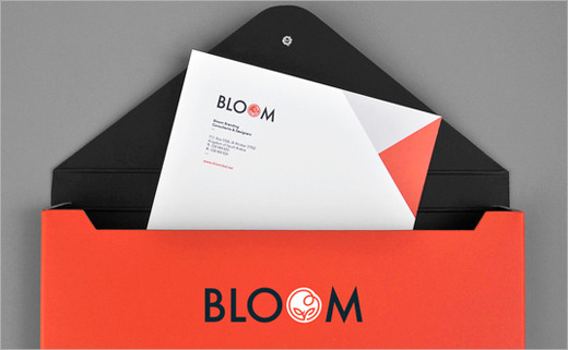 BLOOM品牌設計機構圓形花朵標志設計與三角色塊品牌vi形象設計