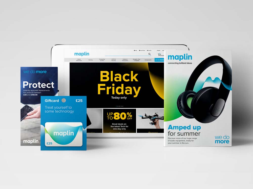 英國電子零售品牌Maplin動感漸變電子風格標志設計與VI形象設計