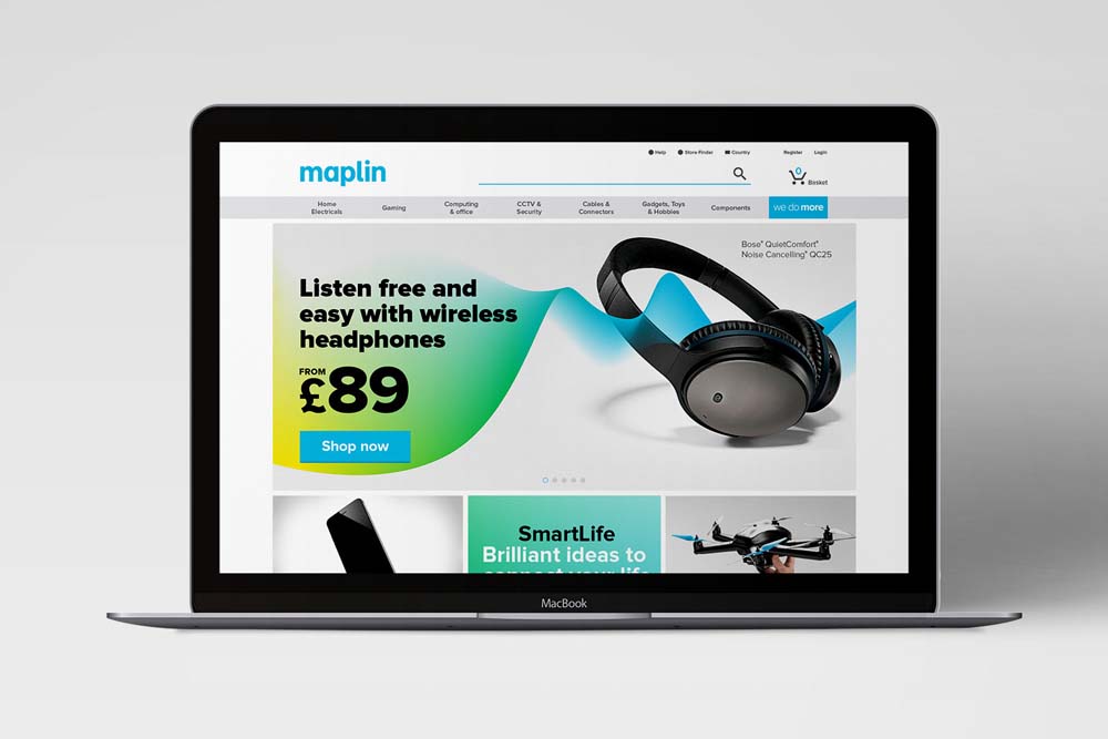 英國電子零售品牌Maplin動感漸變電子風格標志設計與VI形象設計