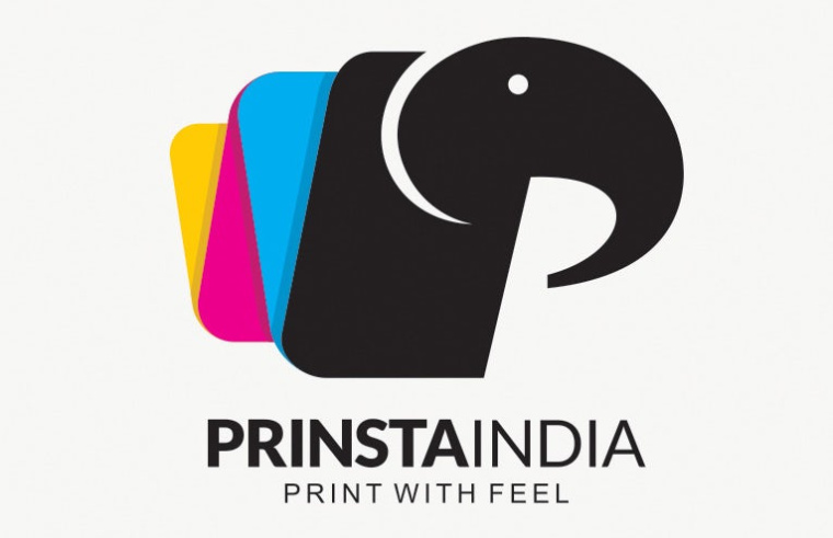 上海標志設計公司-PrinstaIndia 標志使用互補的單色設計