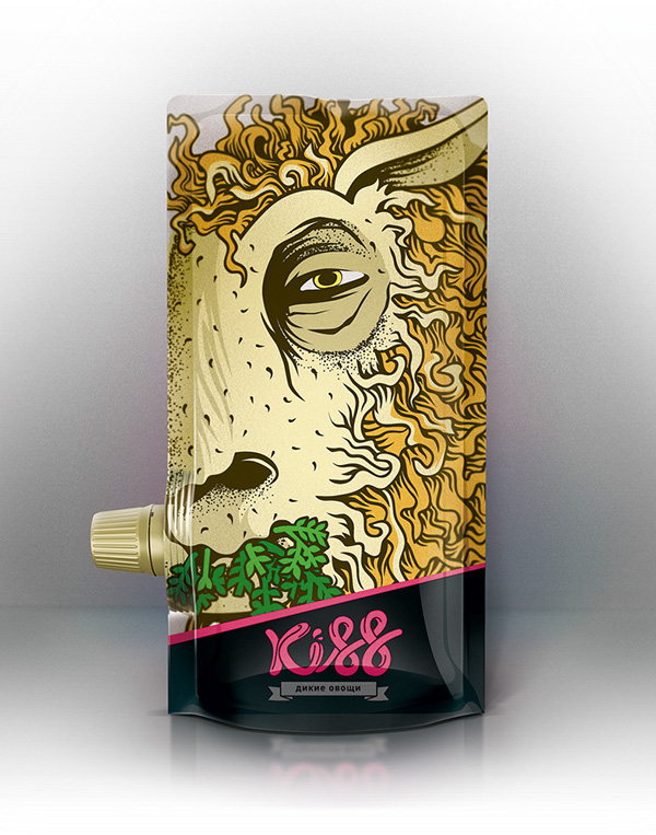 kiss人物夸張插畫(huà)果蔬泥包裝設(shè)計(jì)-上海包裝設(shè)計(jì)公司國(guó)外創(chuàng)意包裝欣賞