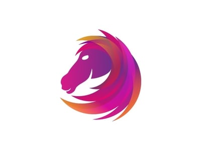 紫色鬃毛的馬logo設計