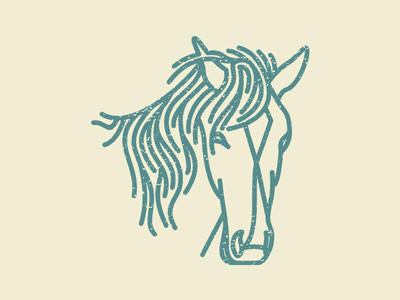 藍色線條的馬logo設計