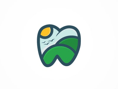 綠色景觀牙齒logo設計