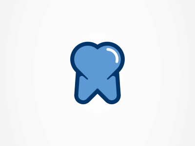 藍色的牙齒與心臟結合logo設計