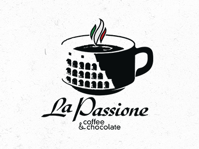 意大利靈感黑白咖啡杯logo設計