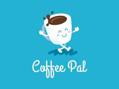 白色快樂的咖啡杯logo設計