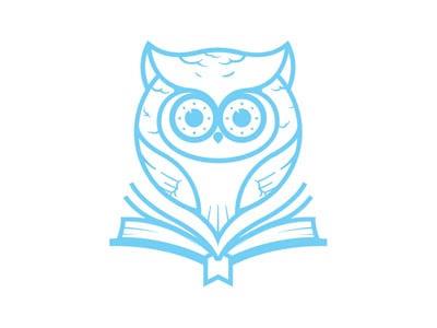 讀書的藍(lán)色貓頭鷹logo設(shè)計(jì)