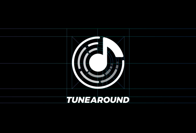 Tunearound 音樂APP品牌logo設計-圓形+聲波+音符-logo標準化制圖 Tunearound 音樂APP品牌logo設計-圓形+聲波+音符-logo標準化制圖