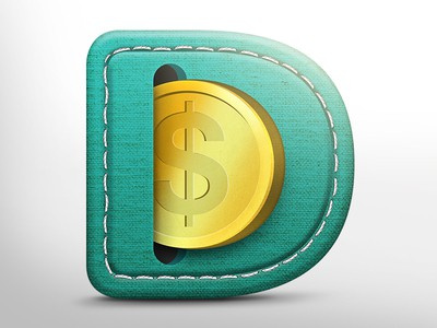 硬幣和錢包的金錢金融logo設計